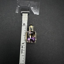 14k yellow gold pendant w citrine stone & amethyst stone