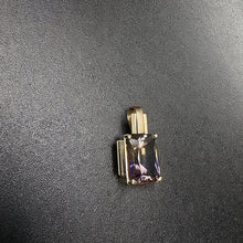 14k yellow gold pendant w citrine stone & amethyst stone