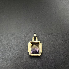 14k yellow gold pendant w citrine stone & amethyst stone