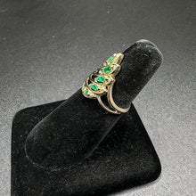 14k yellow gold ring w marquise cut emeralds & diamonds