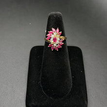 14k yellow gold ring w rubys & diamonds