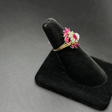 14k yellow gold ring w rubys & diamonds
