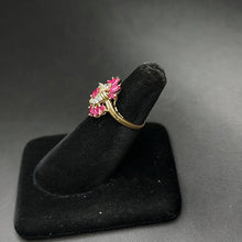 14k yellow gold ring w rubys & diamonds
