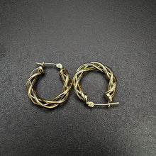 14k yellow gold twisted hoops