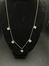14k gold necklace w aquamarine flowers