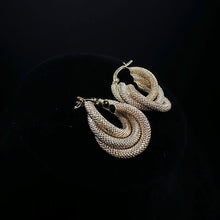 18k tri-colored gold twisted hoop earrings