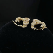 18k tri-colored gold twisted hoop earrings
