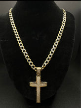 10k Gold Diamond cut Cuban link chain w Cross Pendant 25” 6mm