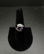 14k gold amethyst ring w diamonds