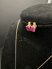 10k yellow Gold Ruby necklace set w matching earrings