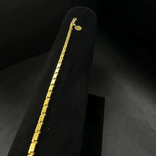 24k yellow gold solid bar link bracelet