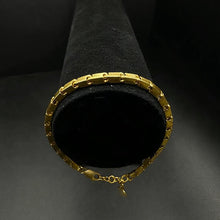 24k yellow gold solid bar link bracelet