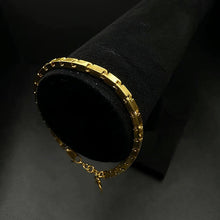 24k yellow gold solid bar link bracelet