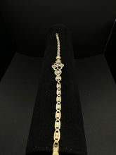 14k Tri-colored diamond cut link flower bracelet