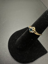 14k yellow gold diamond ring w blue sapphire