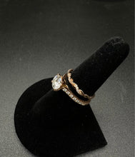 14k rose gold braided wedding band set w 1.5ct brilliant cut moissanite ￼ stone