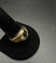 14k yellow gold men’s ring w black sapphire & diamonds