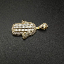 14k gold hamsa hand pendant w czs