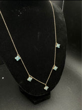 14k gold necklace w aquamarine flowers