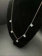 14k gold necklace w aquamarine flowers