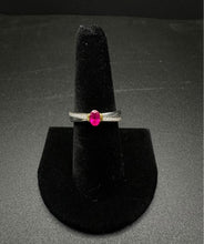 14k diamond ring w center rubalite stone
