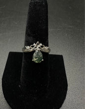 10k gold crown ring w mossy agate stone