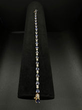 14k yellow gold bracelet teardrop blue sapphires & diamonds