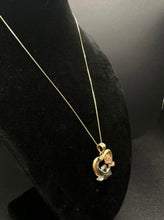 14k Gold box Link chain w Tricolored heart dolphin pendant