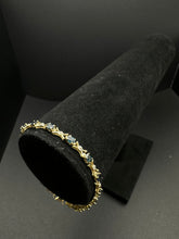 10k yellow gold diamond & blue sapphire bracelet