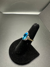14k white gold marquise cut Swiss blue topaz ring