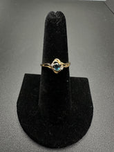 14k yellow gold diamond ring w blue sapphire