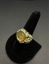 14k gold nugget ring w 24k panda coin in center