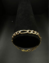 14k yellow gold diamond cut Figaro link bracelet