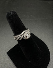 14k white gold braided wedding set w 22pt princess cut center diamond