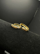 14k TRI colored heart hoop earrings