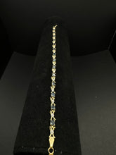 10k yellow gold diamond & blue sapphire bracelet