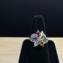 925 sterling silver ring w multi colored gemstones