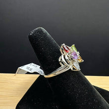 925 sterling silver ring w multi colored gemstones