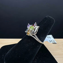 925 sterling silver ring w multi colored gemstones