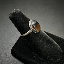 925 silver ring w round smokey quarts stone