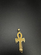 10k gold drippy cross pendant