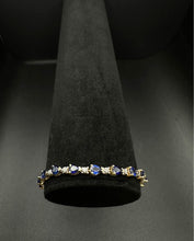 14k yellow gold bracelet teardrop blue sapphires & diamonds
