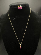 10k yellow Gold Ruby necklace set w matching earrings