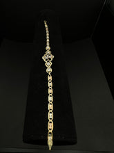 14k Tri-colored diamond cut link flower bracelet