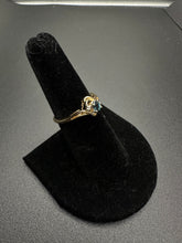 14k yellow gold diamond ring w blue sapphire