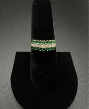 14k gold ring w emeralds & diamonds