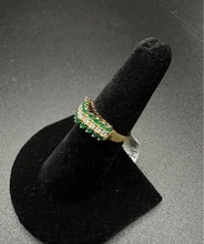 14k gold ring w emeralds & diamonds
