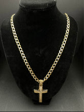 10k Gold Diamond cut Cuban link chain w Cross Pendant 25” 6mm