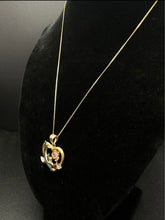 14k Gold box Link chain w Tricolored heart dolphin pendant