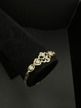 14k Tri-colored diamond cut link flower bracelet